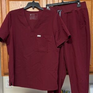 Figs Maroon Scrub Pants